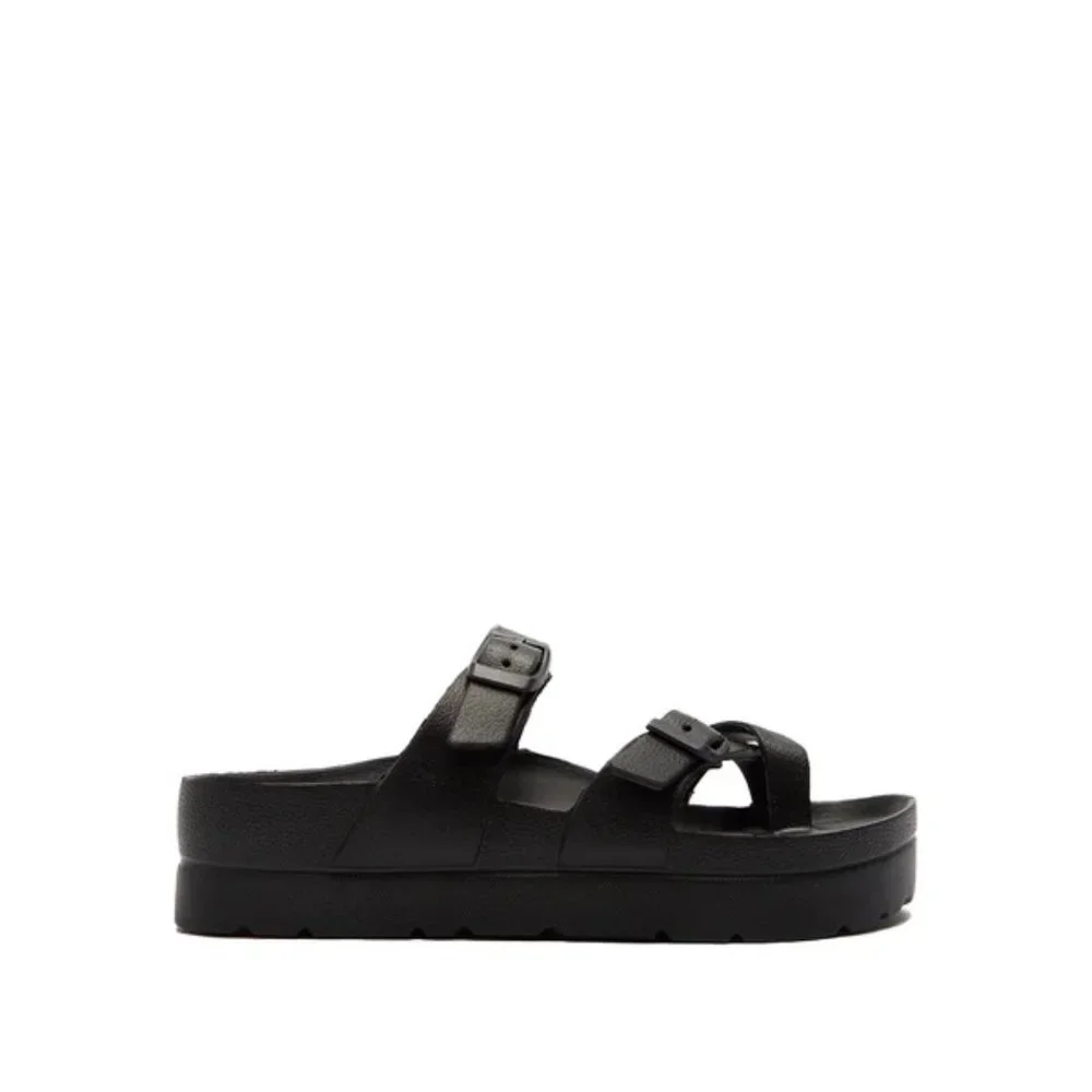 Black Platform Buckled Sandals - Picture 2 of 2